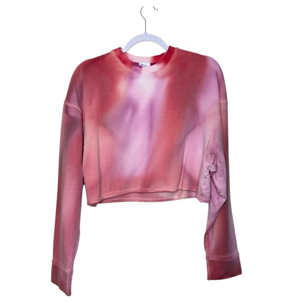 Nike Yoga Luxe Cropped‎ Fleece Sweatshirt Women S Pink Tie Dye DV9185-633